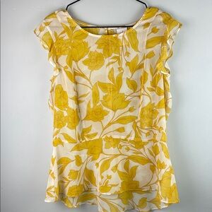 Cabi #5899 Floral Cap-Sleeve Sheer Top Size M